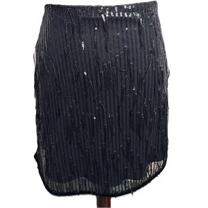 Avec Les Filles Sequin Fringe Mini Skirt Women Medium Black Dark Fairy Glam